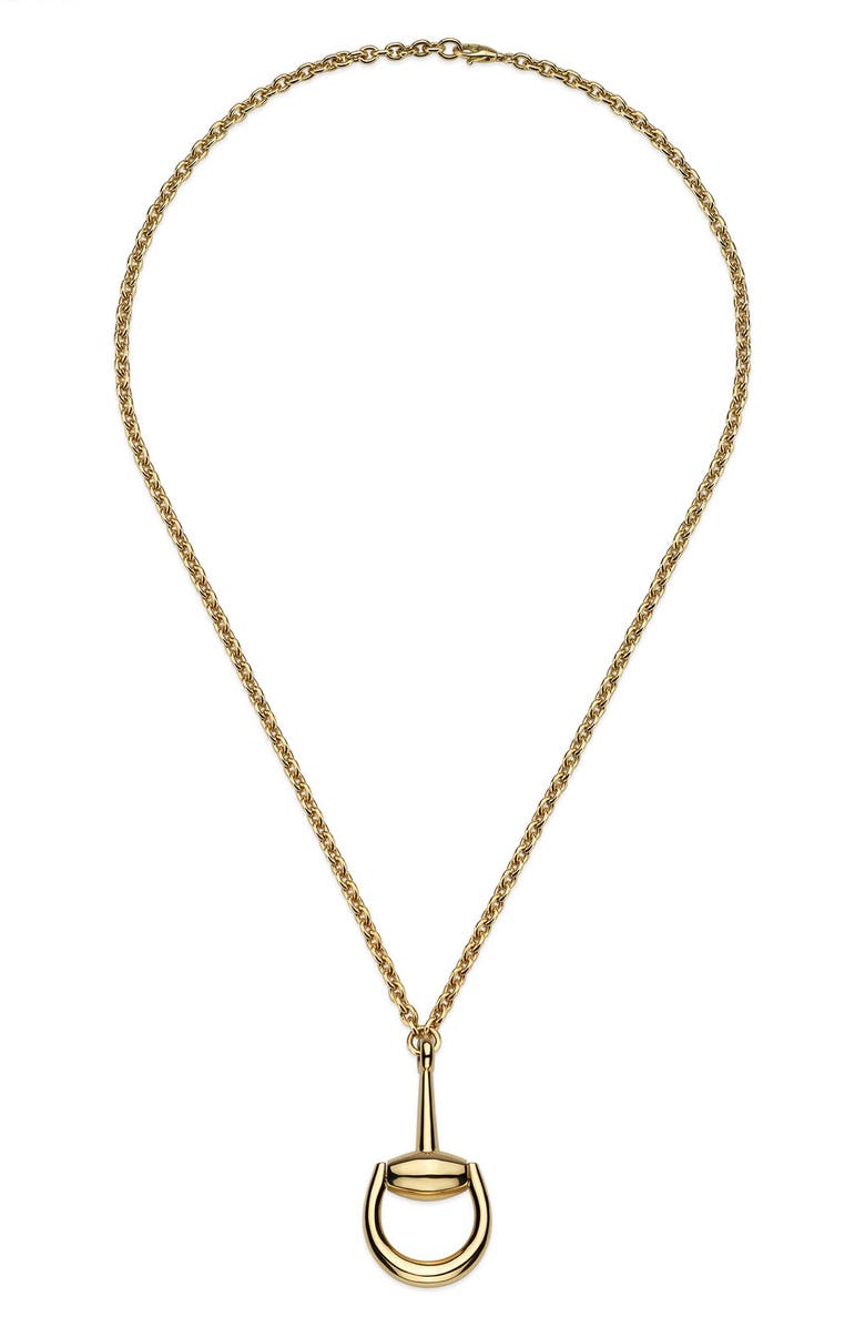 Gucci Horsebit Pendant Necklace, Alternate, color, Yellow Gold