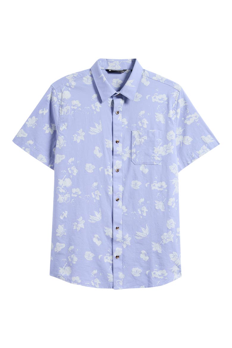 Fan Palm Short Sleeve Button-Up Shirt, Alternate, color, PALE IRIS