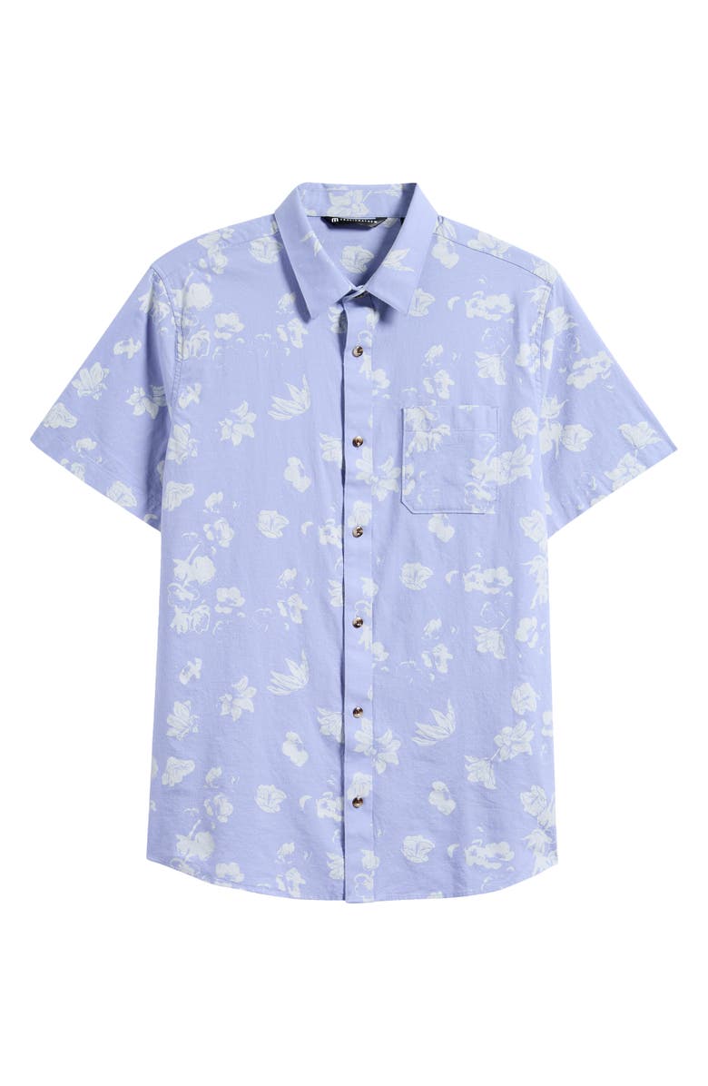 TravisMathew Fan Palm Short Sleeve Button-Up Shirt, Alternate, color, Pale Iris