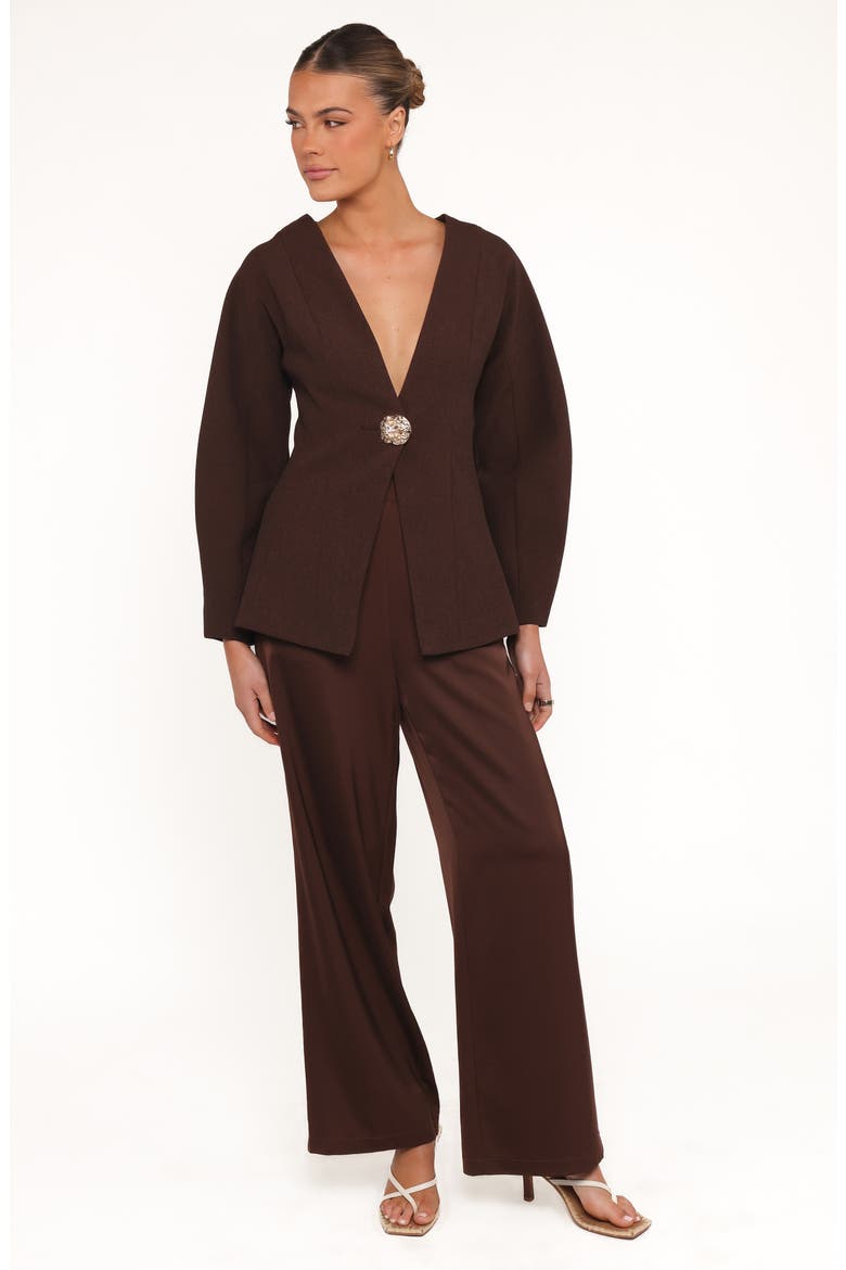Elke Collarless Jacket, Alternate, color, BROWN