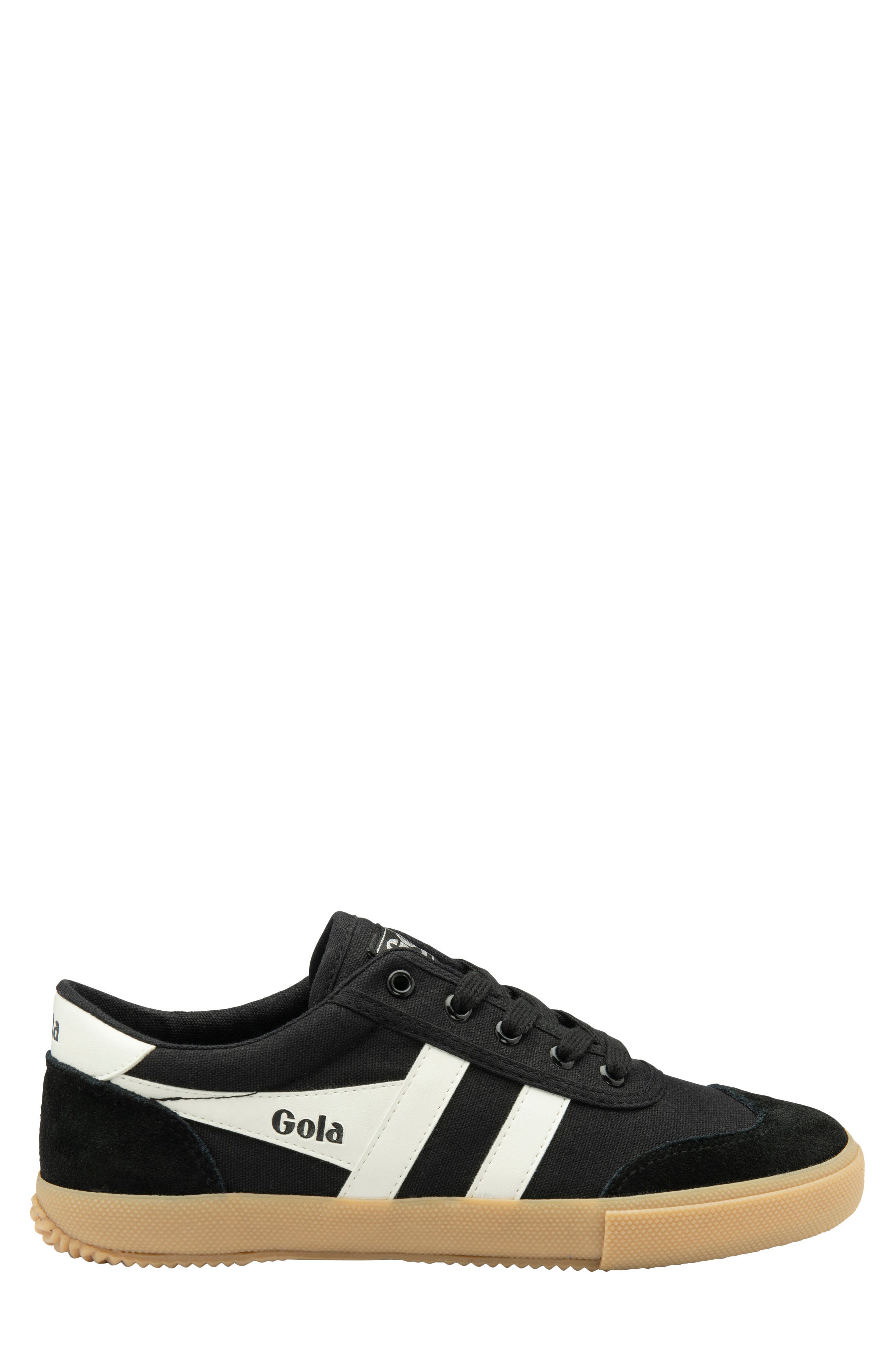 Gola Badminton Suede Plimsoll Sneaker, Alternate, color, Black/ Off White/ Gum