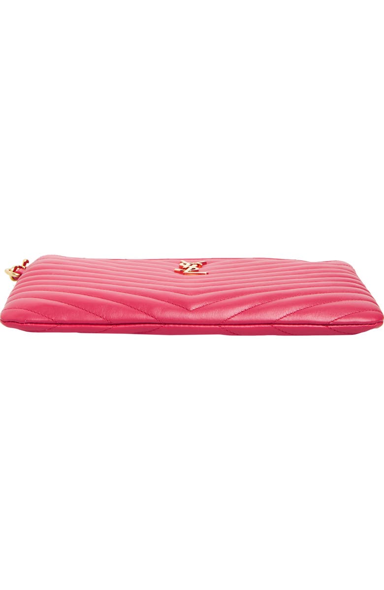 Saint Laurent 'Small Monogram' Print Leather Wristlet, Alternate, color,