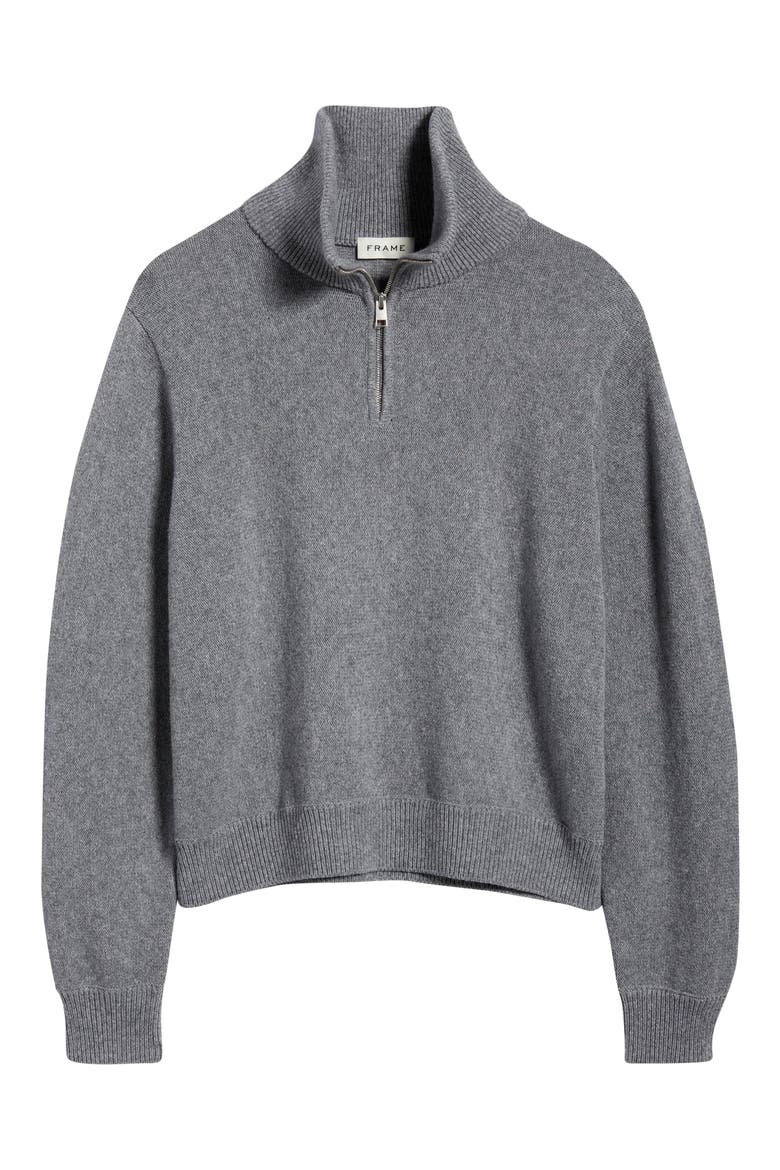 Half Zip Wool & Cotton Sweater, Alternate, color, GREY MELANGE