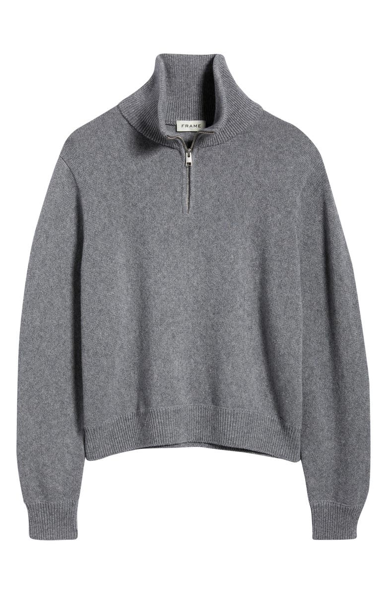 FRAME Half Zip Wool & Cotton Sweater, Alternate, color, Grey Melange