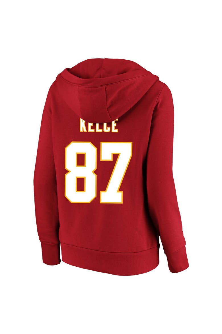 Women's Fanatics Branded Travis Kelce Red Kansas City Chiefs Super Bowl LVIII Name & Number Plus Size Fleece Pullover Hoodie, Alternate, color, Red