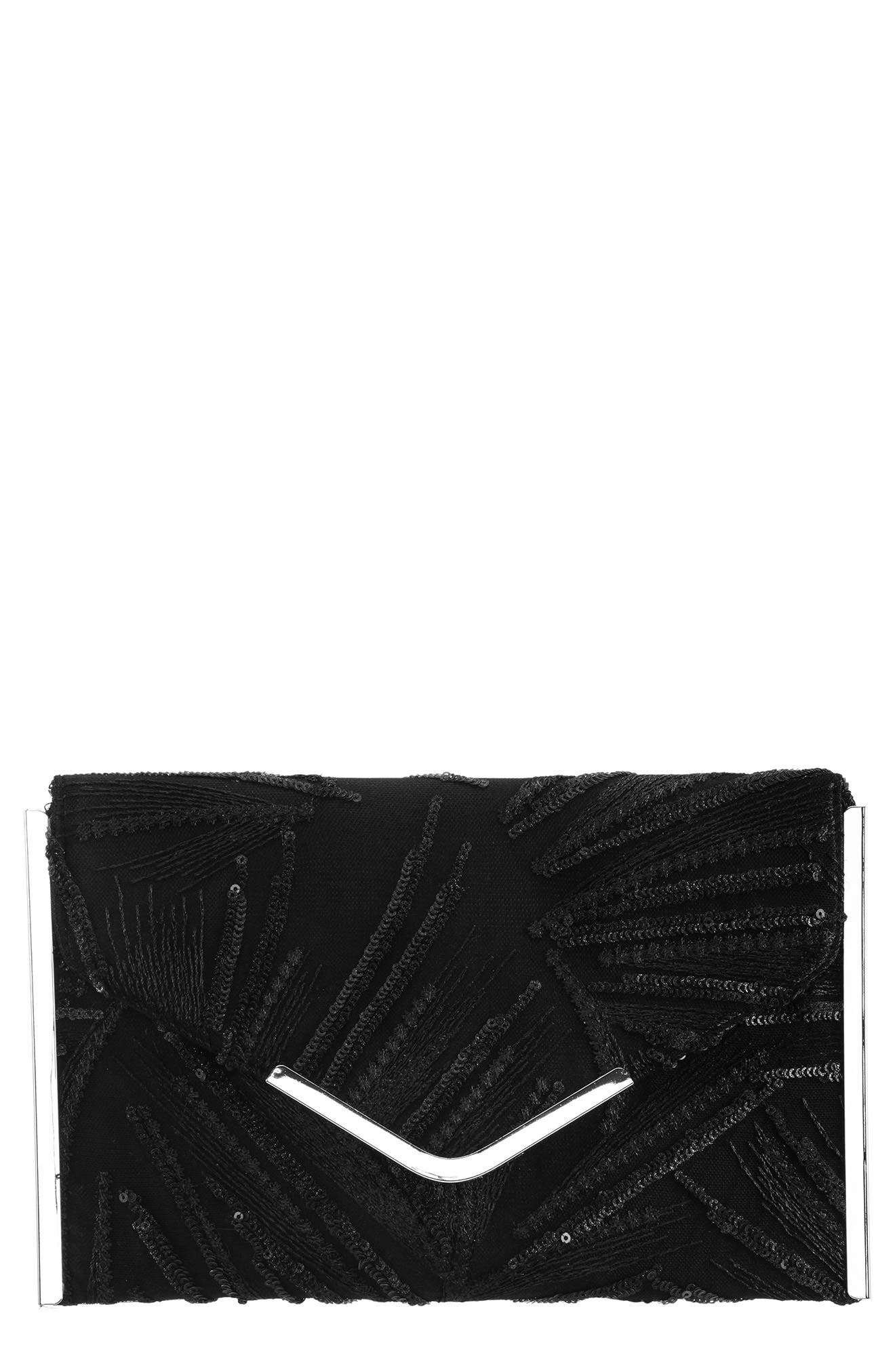 Nina Embroidery Envelope Clutch Bag, Main, color, 