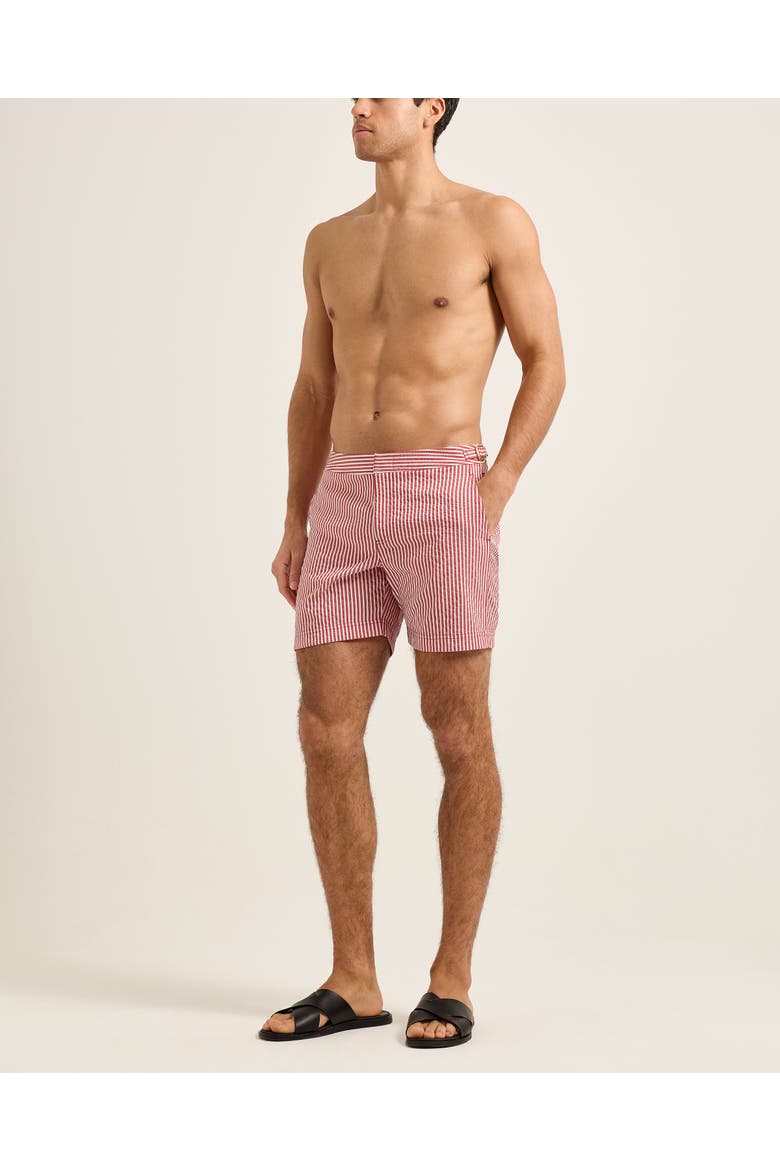 Bulldog Tailored-Fit Swim Shorts, Alternate, color, Dark Vermillion