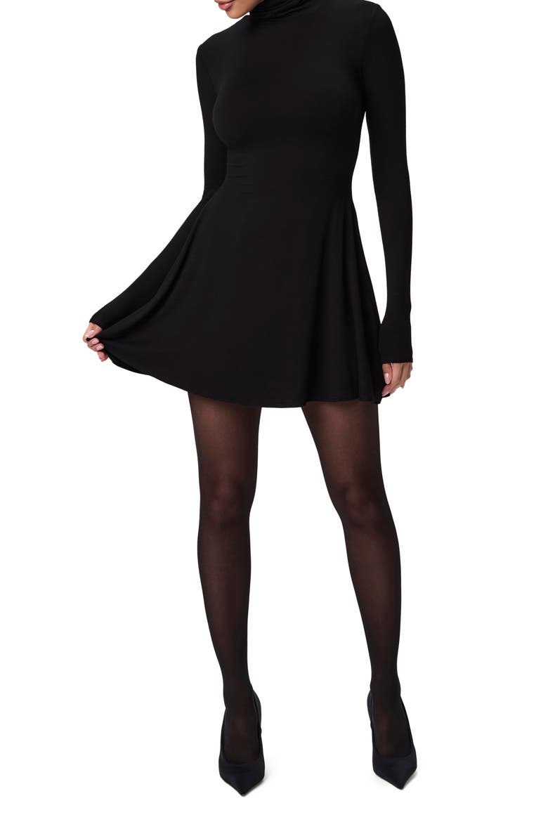Long Sleeve Turtleneck Minidress, Alternate, color, BLACK
