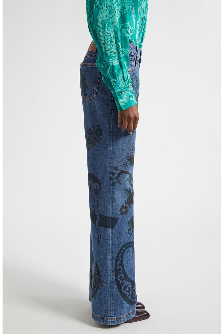 Paisley Print Flare Jeans, Alternate, color, MULTICOLOR AZURE BASE