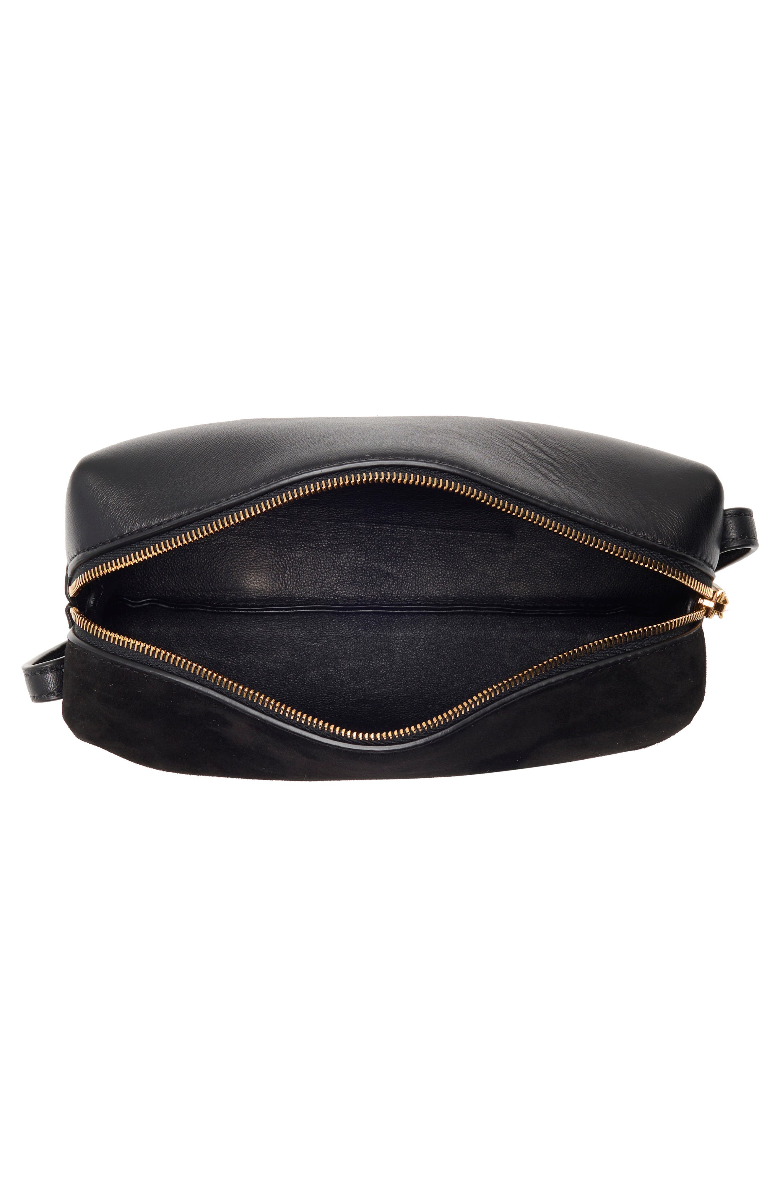 Mini Kye Leather & Suede Crossbody Bag, Alternate, color, BLACK