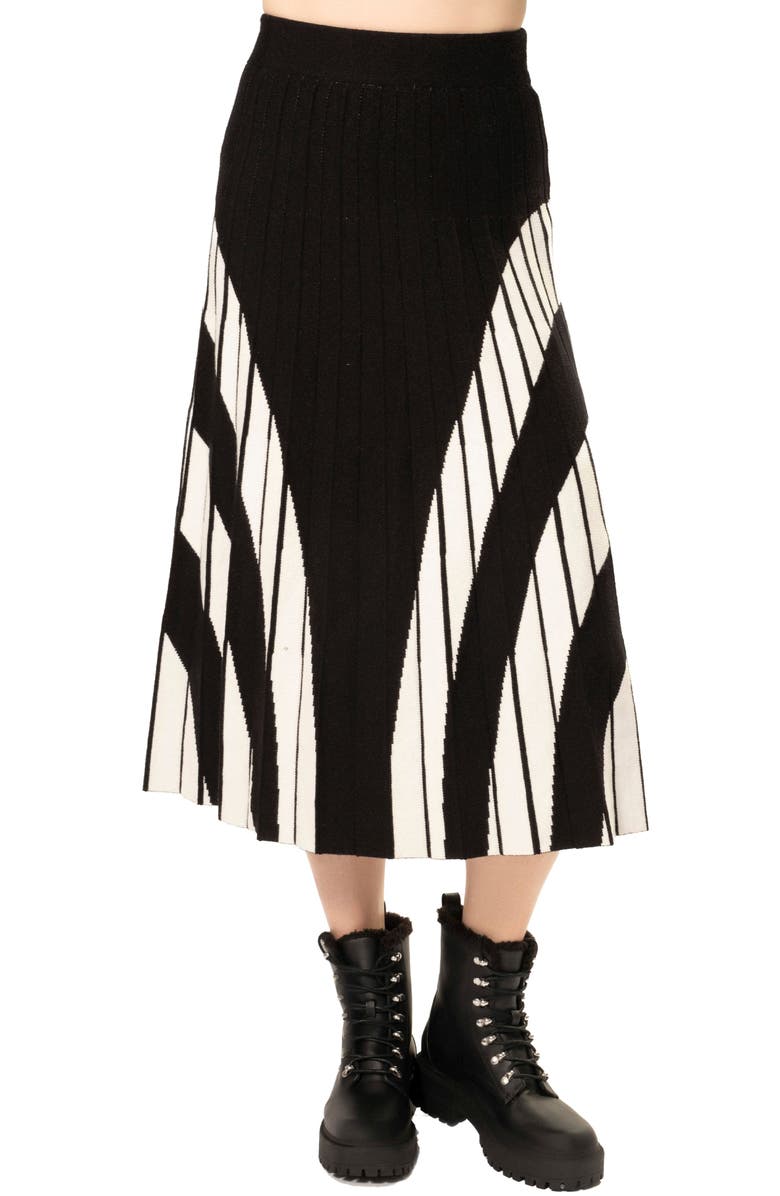 AREA STARS Two Tone Knit Skirt, Alternate, color, Black (Black)