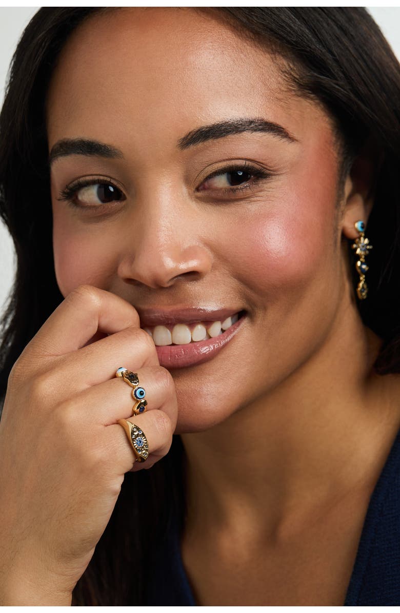 Alex and Ani Evil Eye Band Ring, Alternate, color, Gold Blue