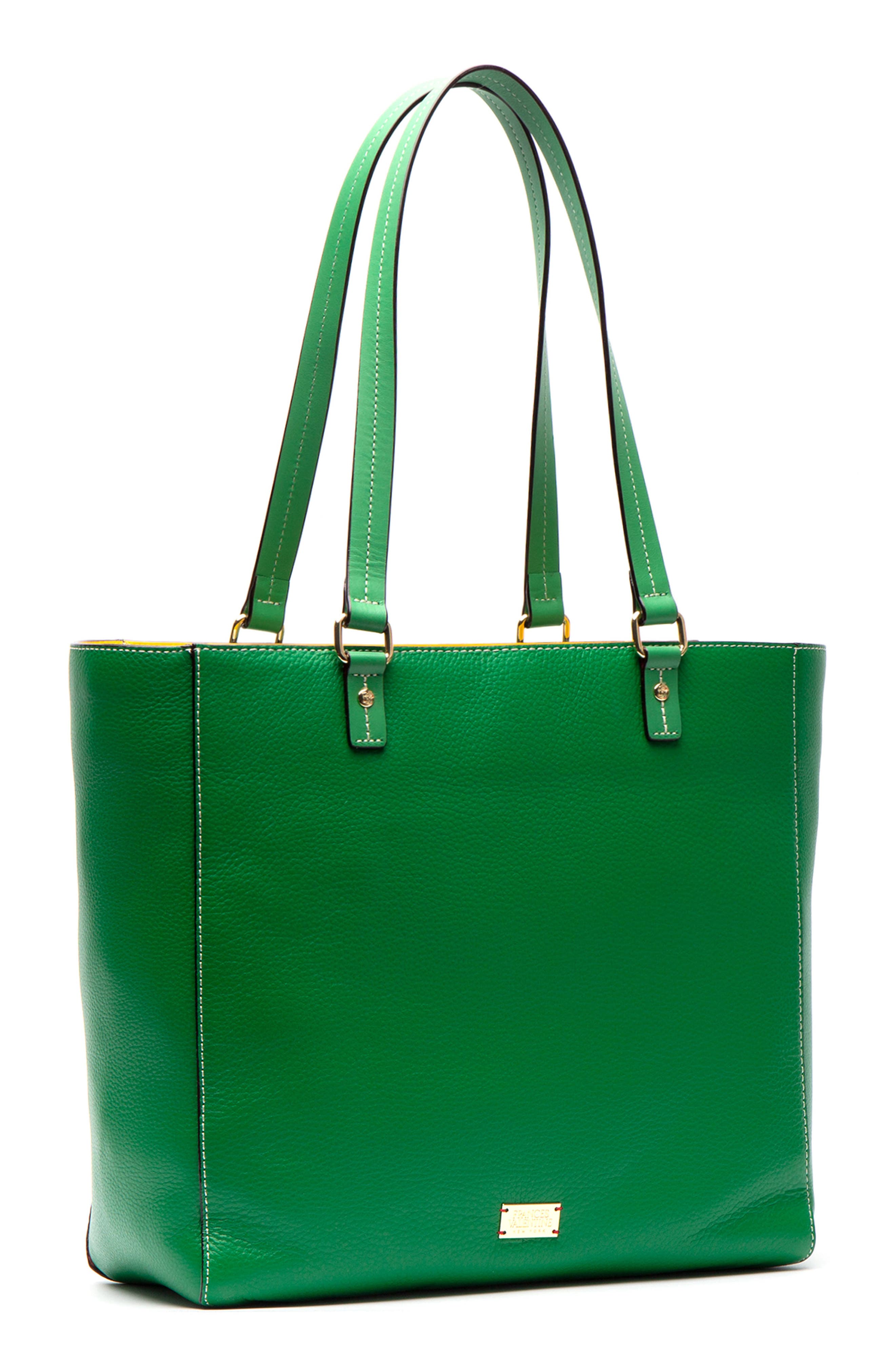 Tumbled Leather Tote, Alternate, color, GREEN
