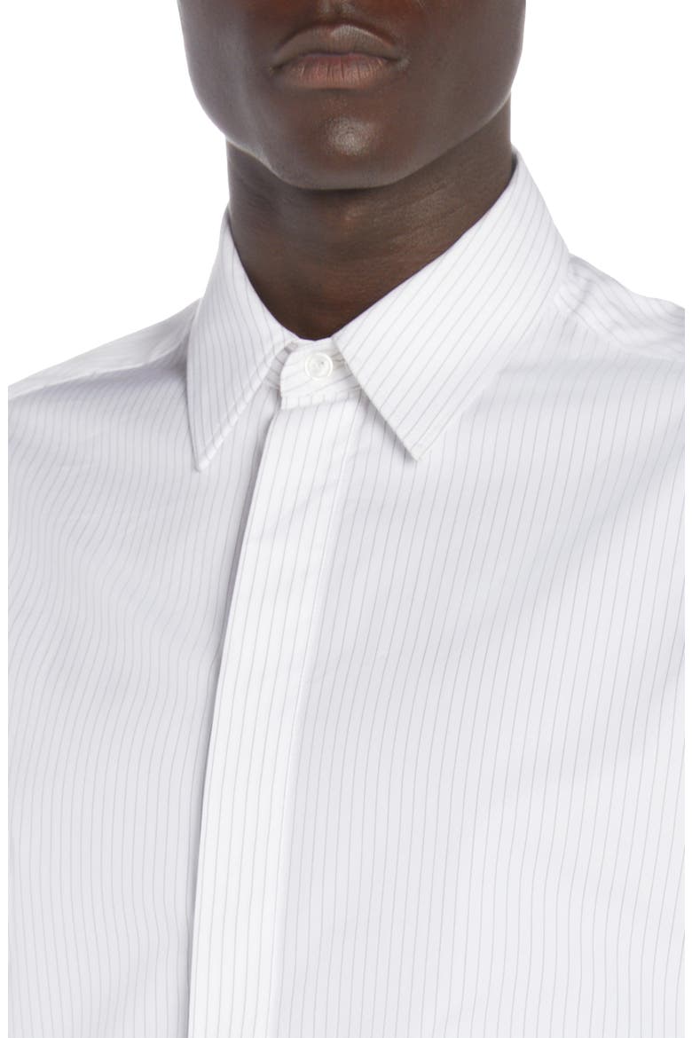 Narrow Pinstripe Button-Up Oxford Shirt, Alternate, color, WHITE/ GREY