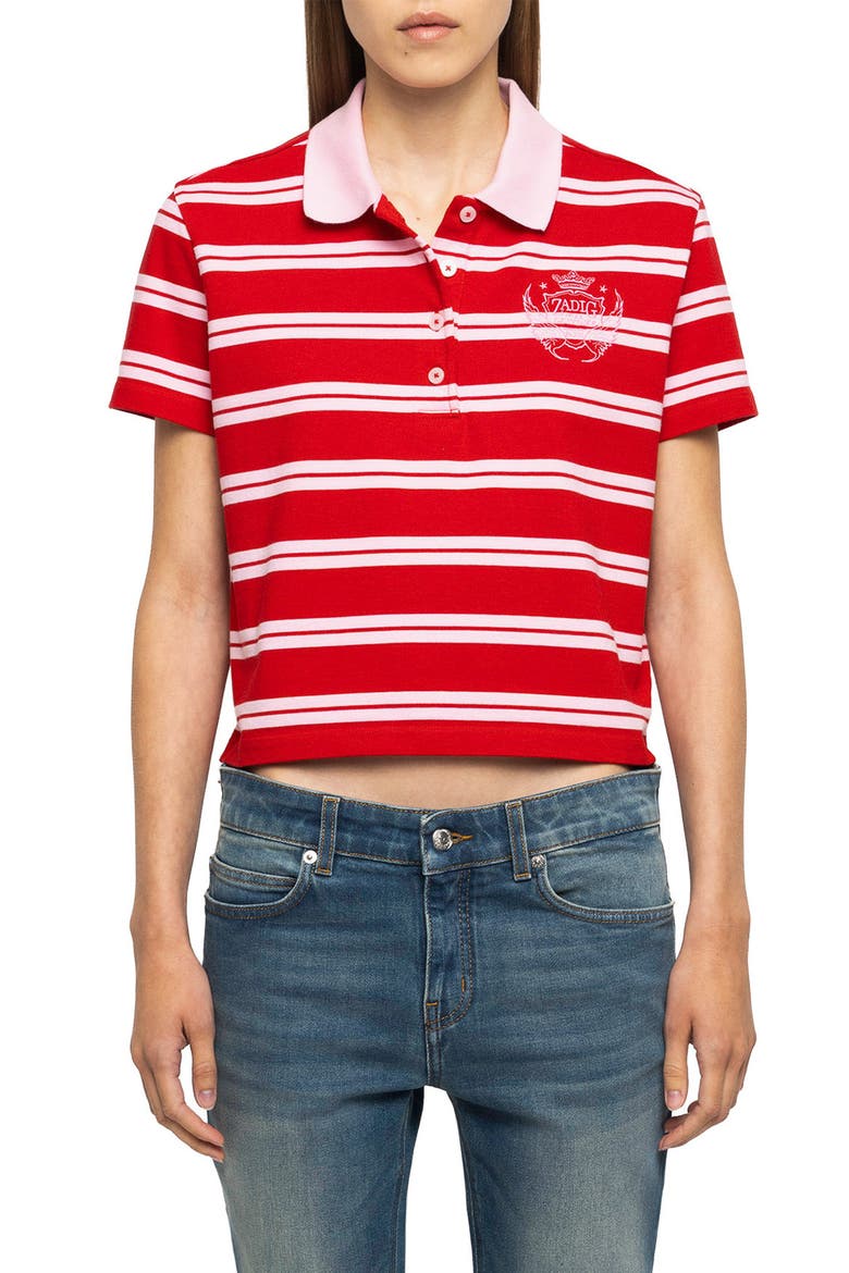 Mirta Stripe Crop Polo, Main, color, LOVE