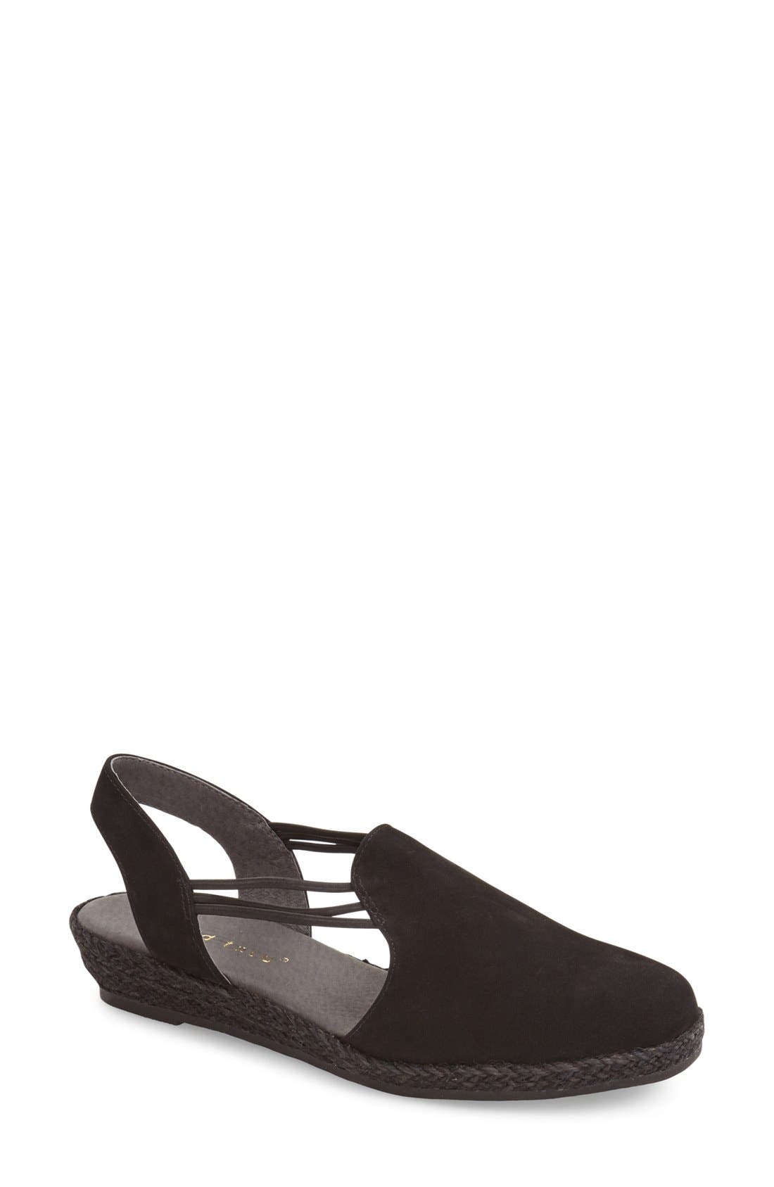 'Nelly' Slingback Wedge Sandal, Main, color, BLACK NUBUCK