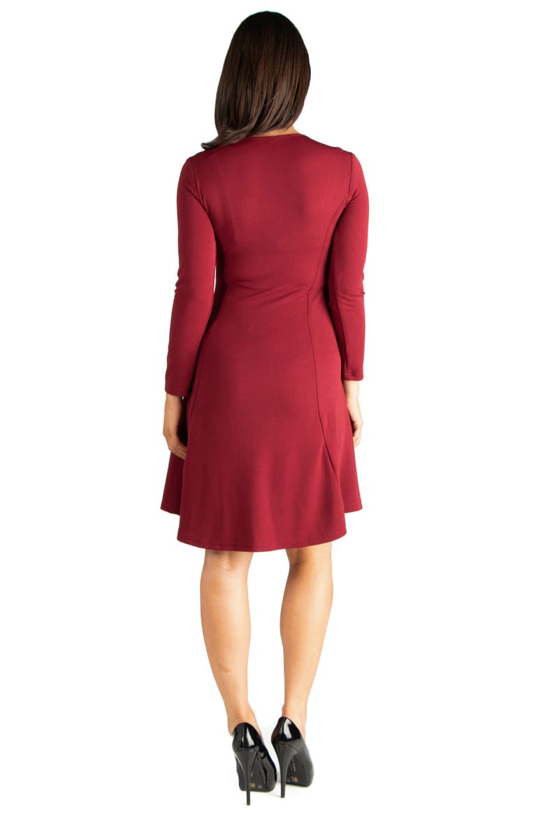 Long Sleeve Knee Length Maternity Skater Dress, Alternate, color, Burgundy