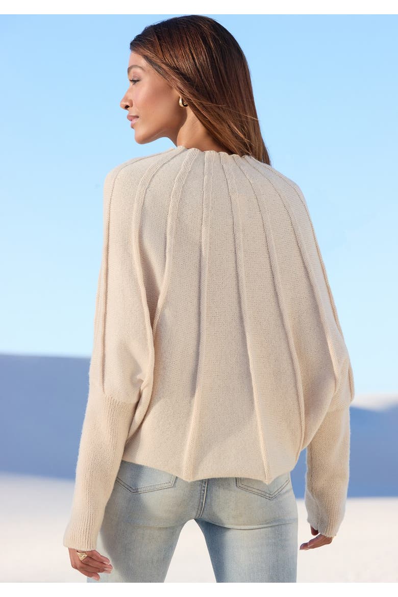Mock Neck Ribbed Sweater, Alternate, color, Beige