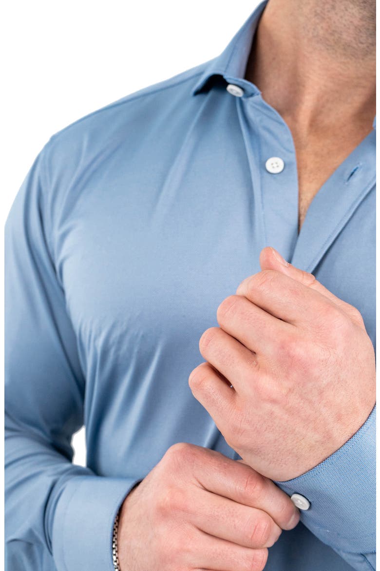 Einstein Stretchblotter Blue Button-Up Shirt, Alternate, color, BLUE