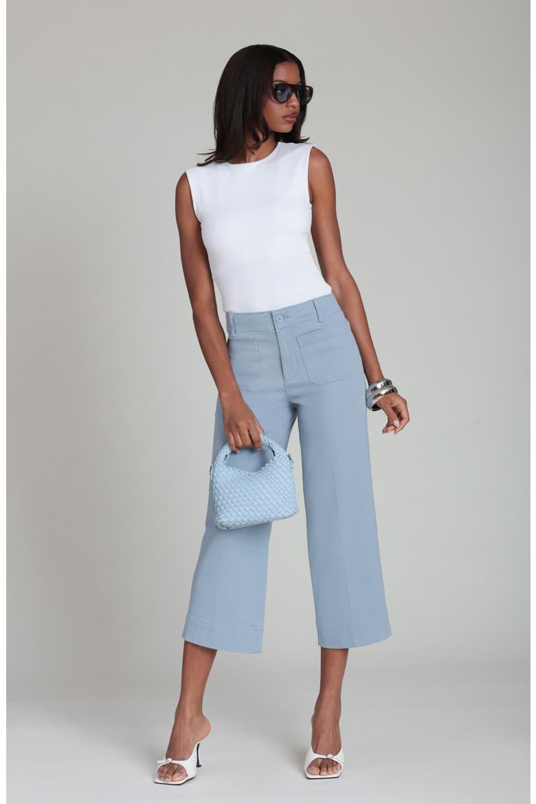 Cropped Cotton Twill Pants, Alternate, color, DUSTY BLUE