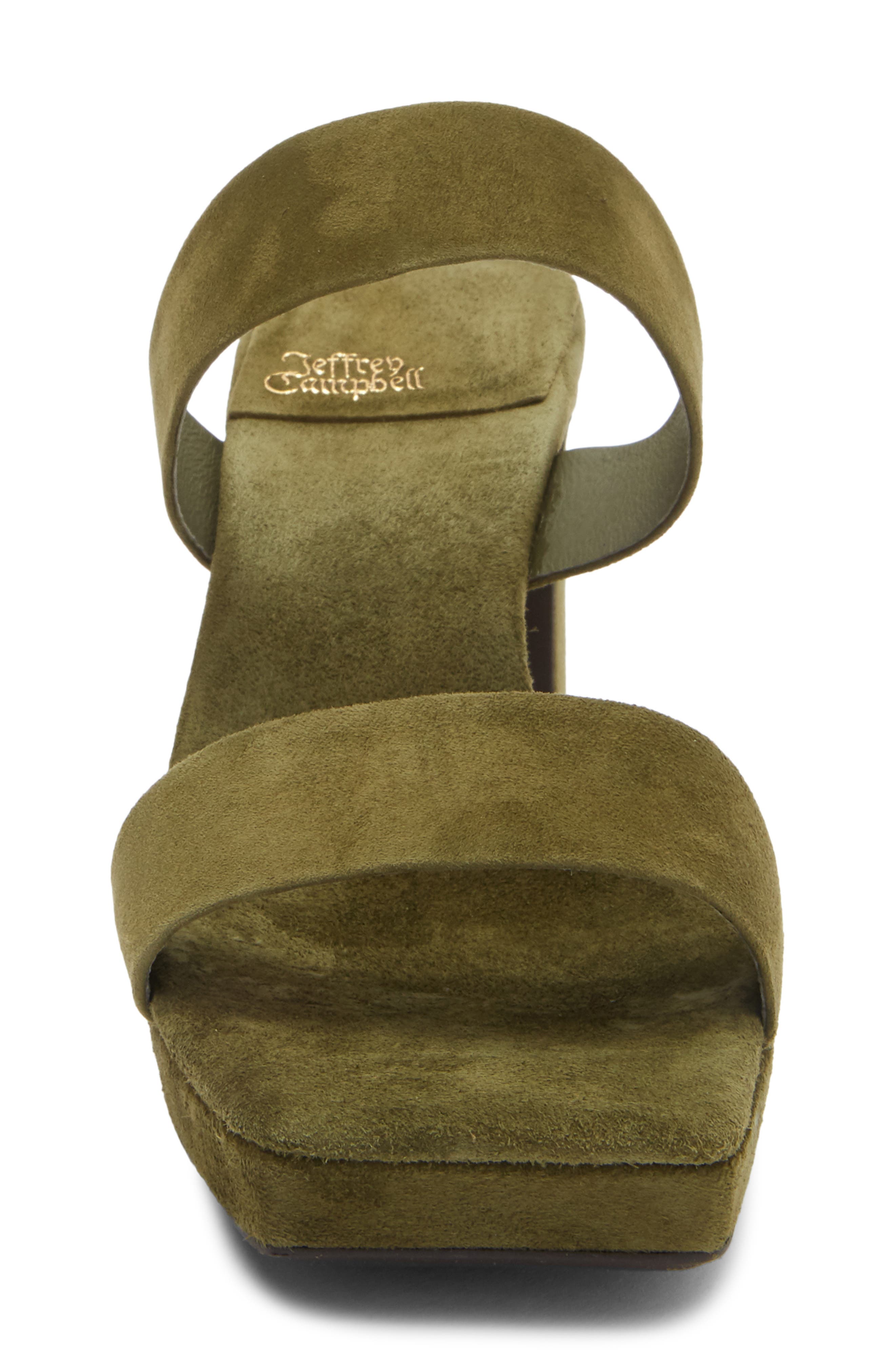 Danity Platform Slide Sandal, Alternate, color, DARK OLIVE SUEDE