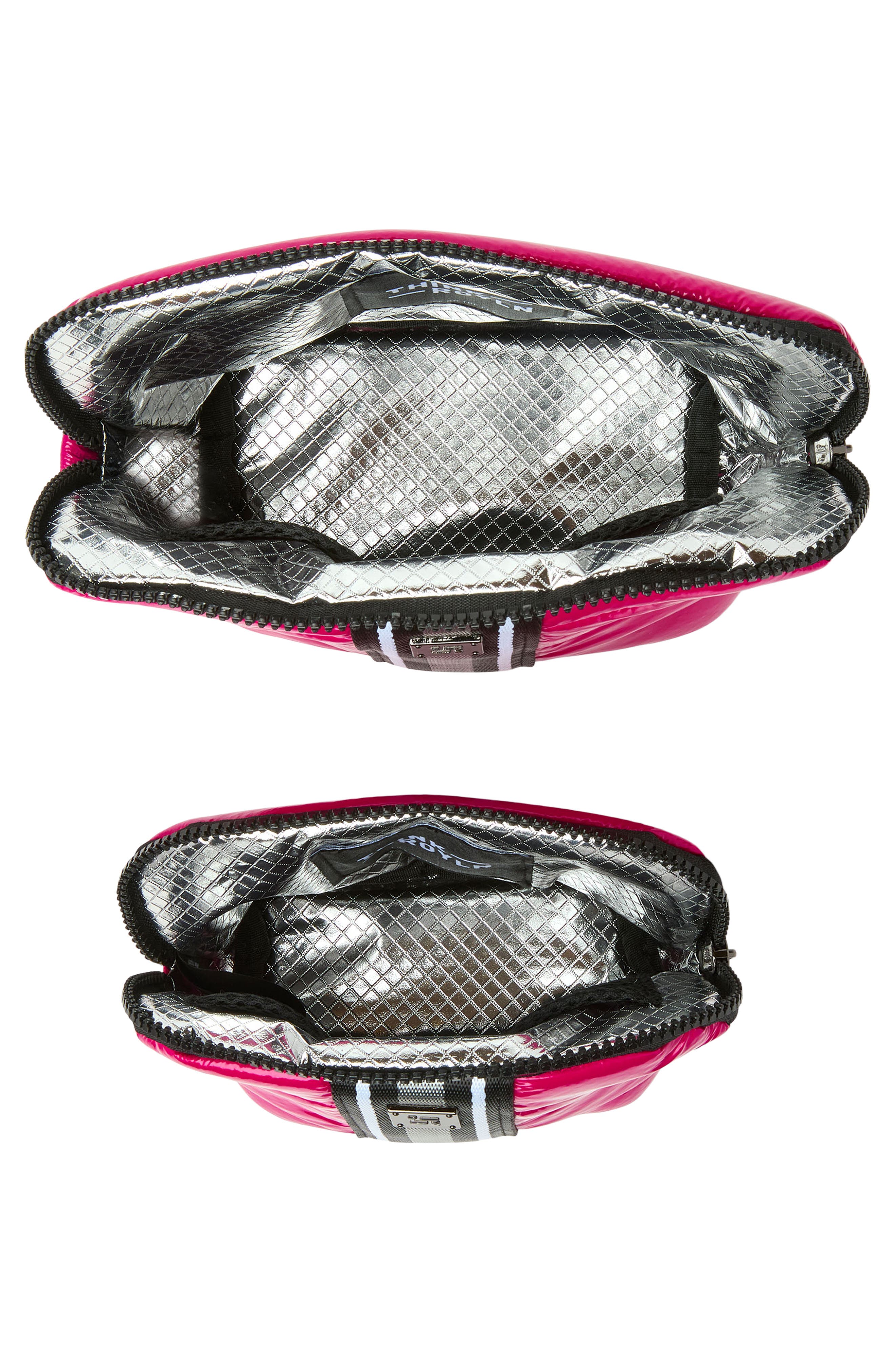 THINK ROYLN Double Stash Set of 2 Zip-Top Travel Pouches, Alternate, color, Glossy Fuchsia