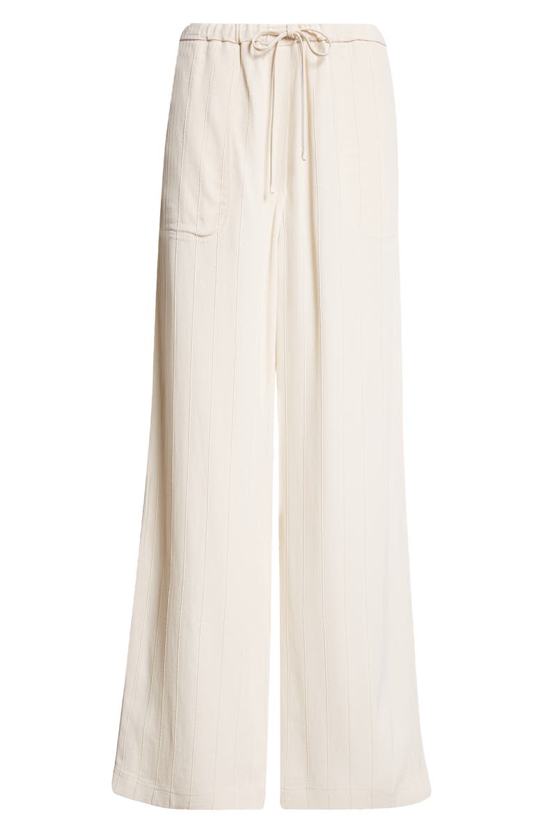 TOTEME Woven Stripe Drawstring Trousers, Alternate, color, Ecru