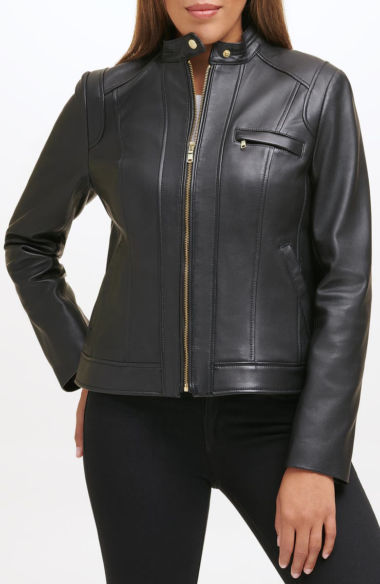 Cole Haan Lambskin Leather Jacket, Alternate, color,