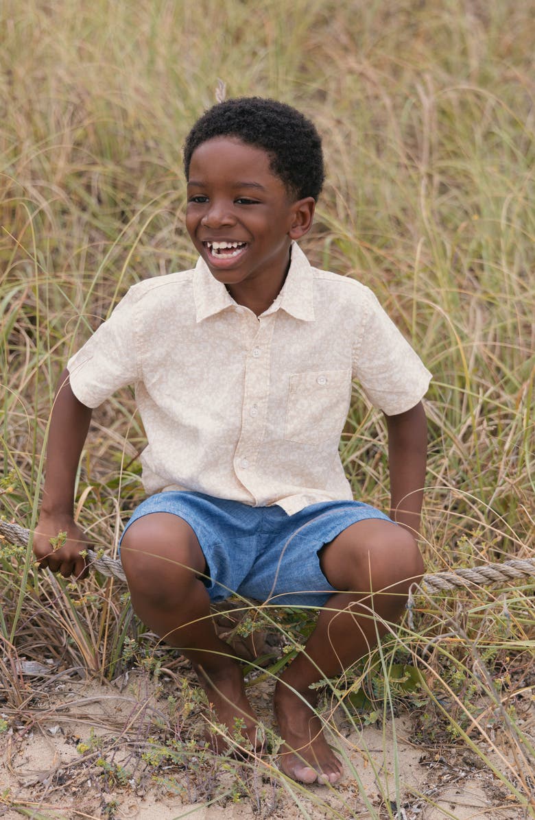 Hope & Henry Kids' Linen Short Sleeve Shirt, Alternate, color, Sandy Floral