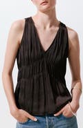 MANGO Ruched V-Neck Top