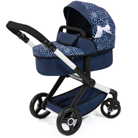 Xeo Pram Blue, White Circles, Convertible, Foldable