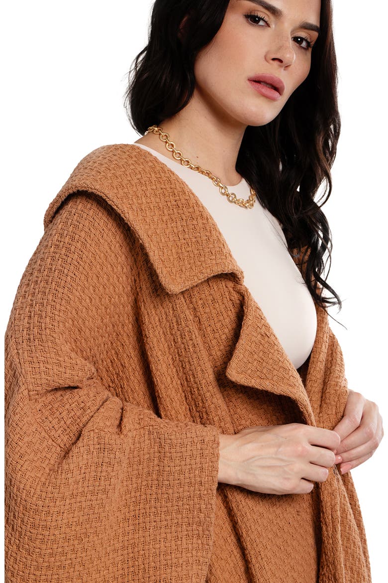 Waffle Drape Jacket, Alternate, color, BROWN