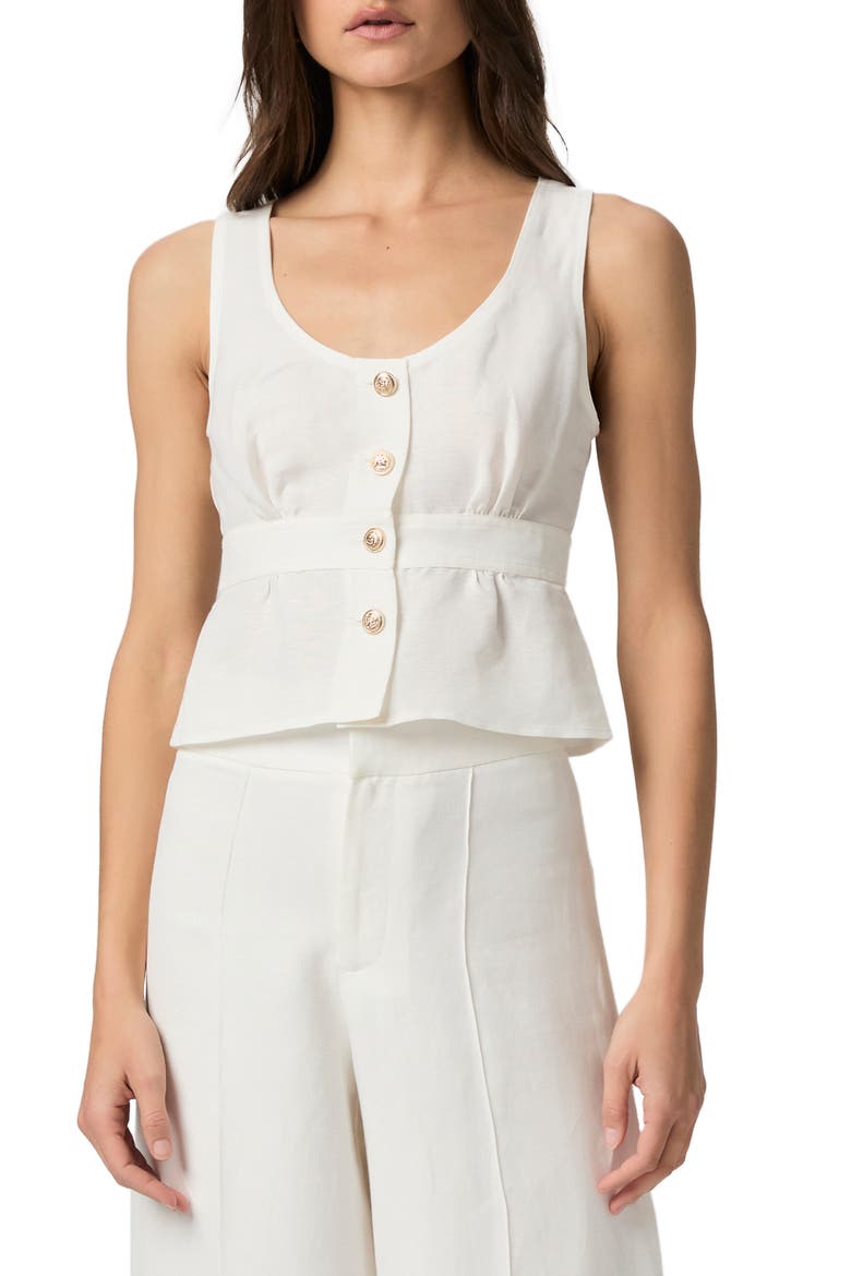 Caine Linen Blend Button-Up Tank, Main, color, WHITE
