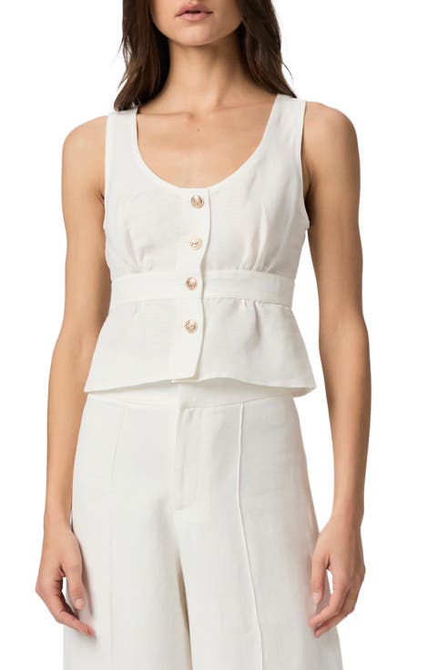Caine Linen Blend Button-Up Tank