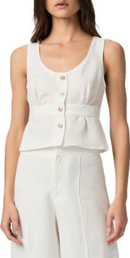 PAIGE Caine Linen Blend Button-Up Tank