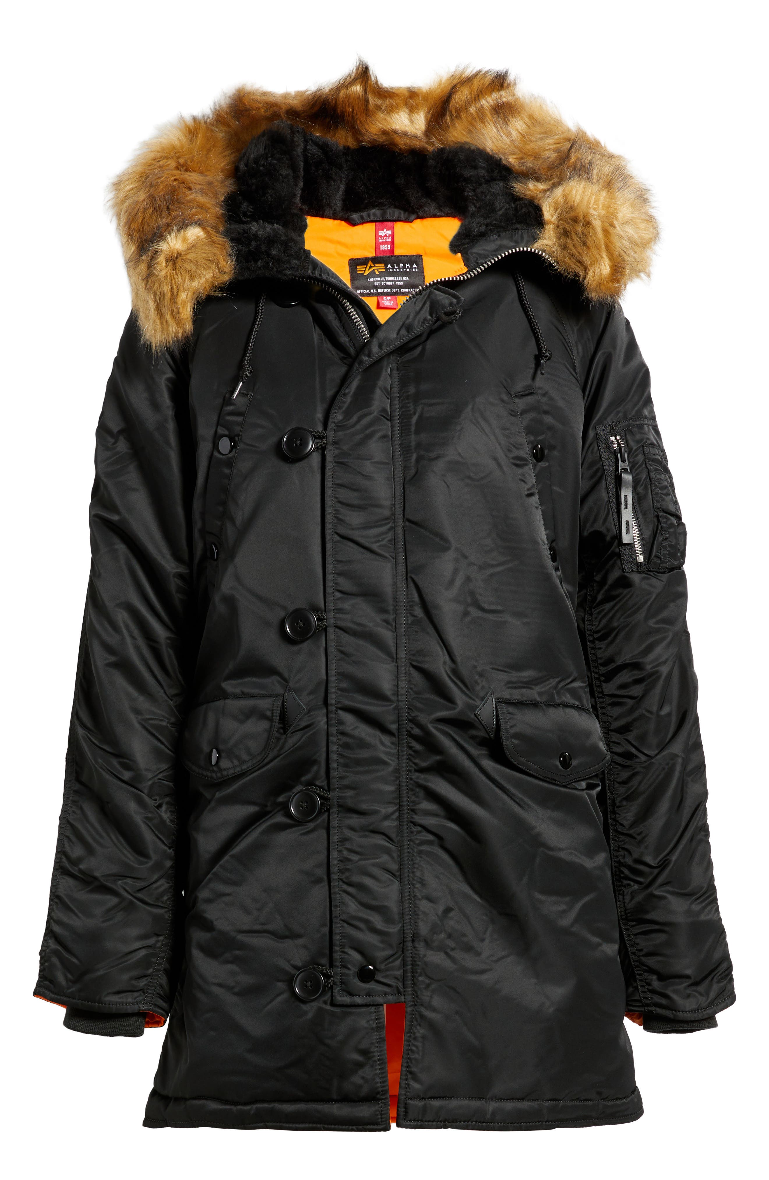 Alpha N-3B Water Resistant Parka with Removable Faux Fur Trim