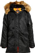 Alpha Industries Alpha N-3B Water Resistant Parka with Removable Faux Fur Trim