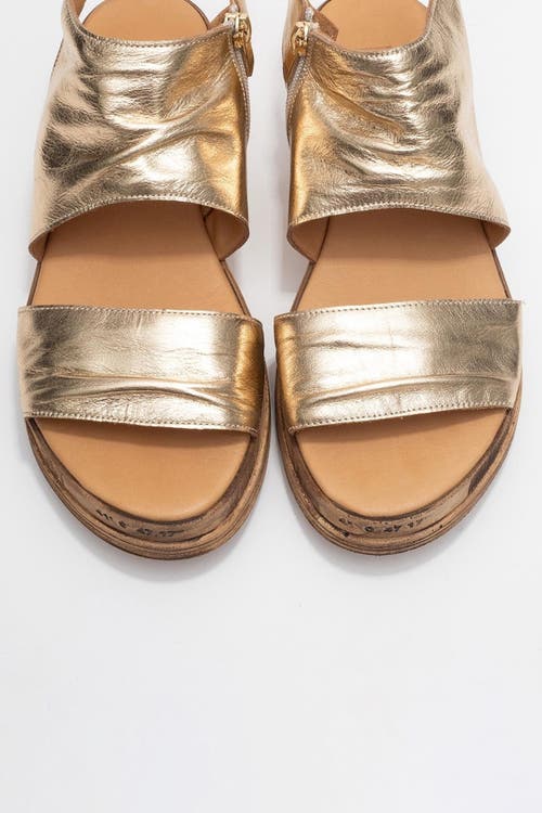 Forever & Always Shoes Lunas Leather Side-zip Flat Heel Sandal In Gold