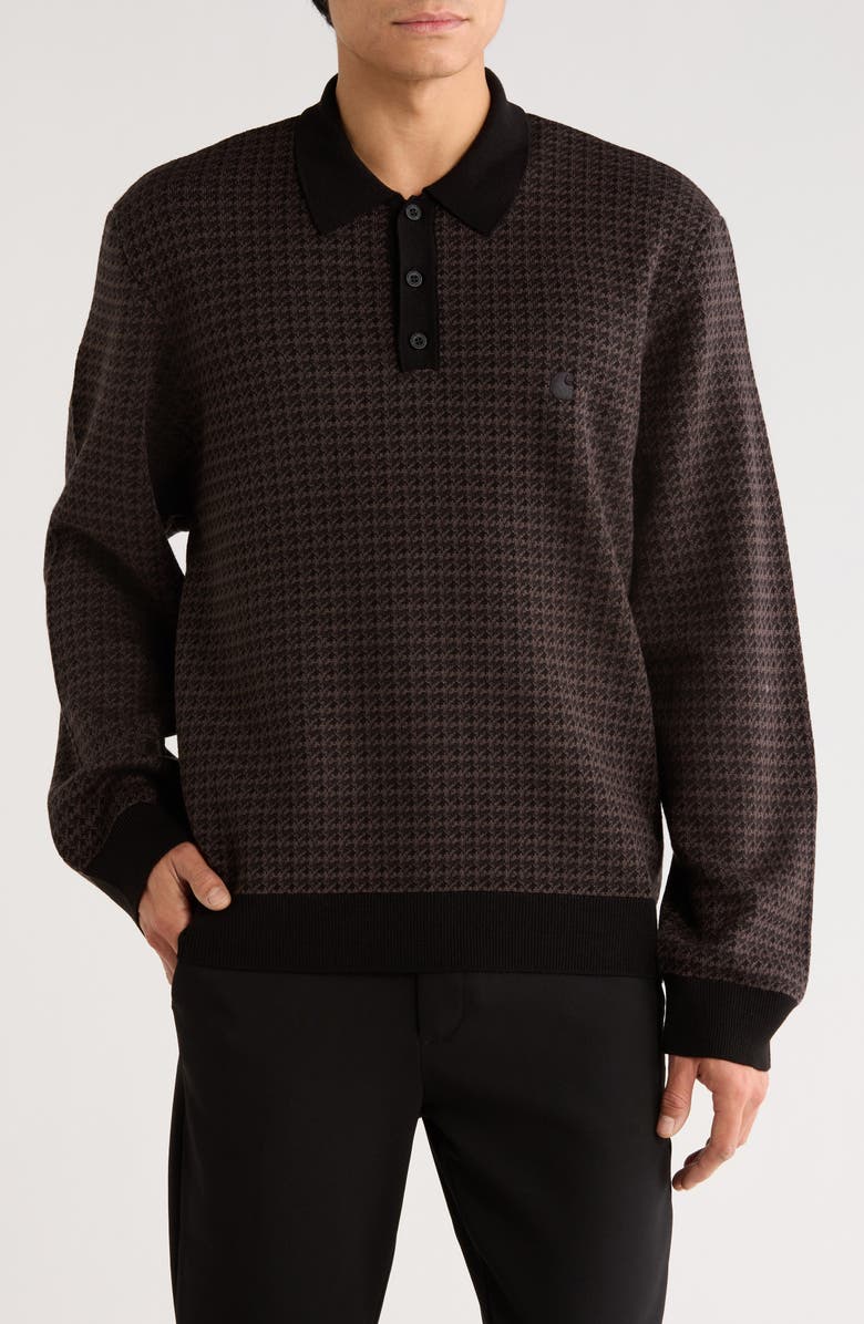 Carhartt Work In Progress Lowis Polo Sweater, Main, color, Black Multi Houndstooth