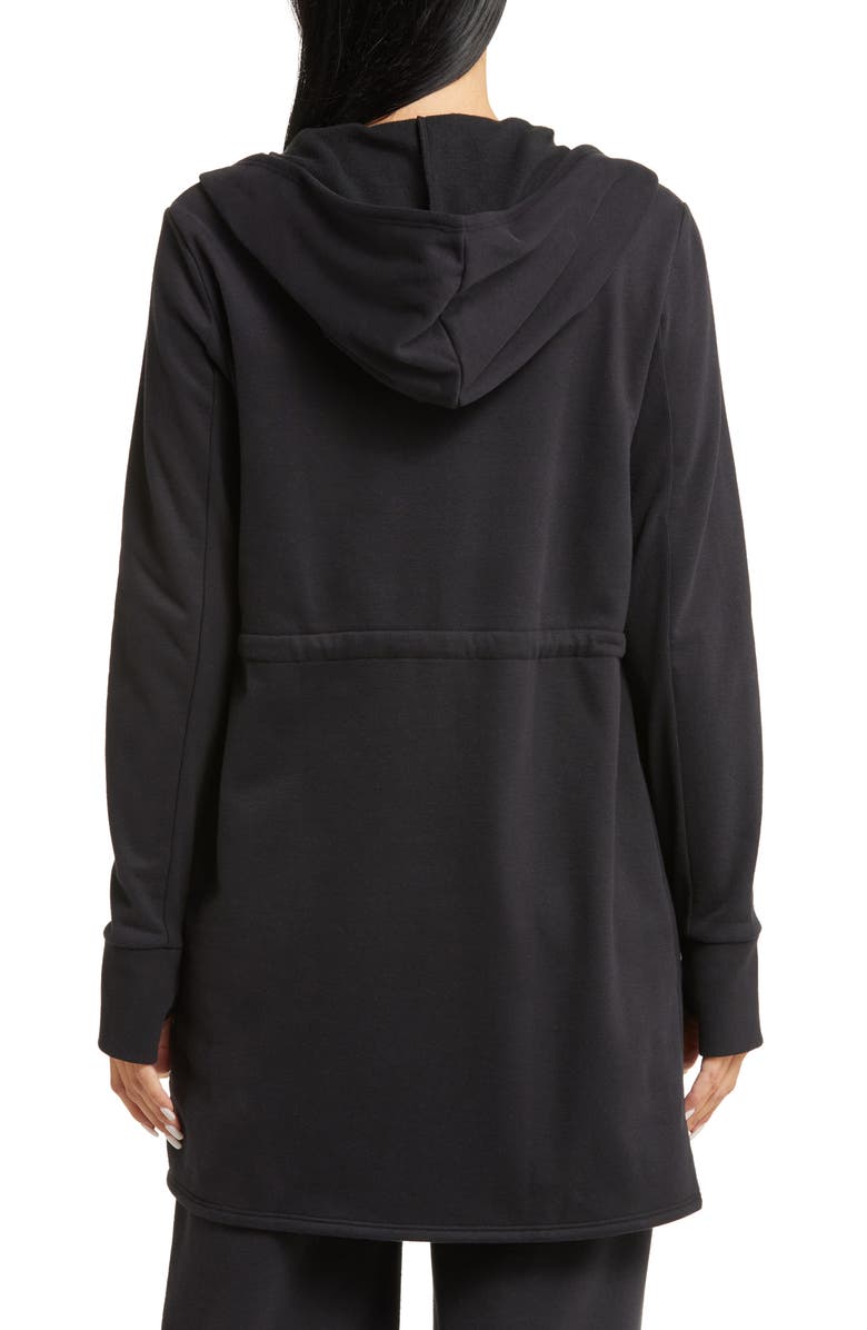 Beyond Yoga On the Go Open Front Hooded Jacket, Alternate, color, Black