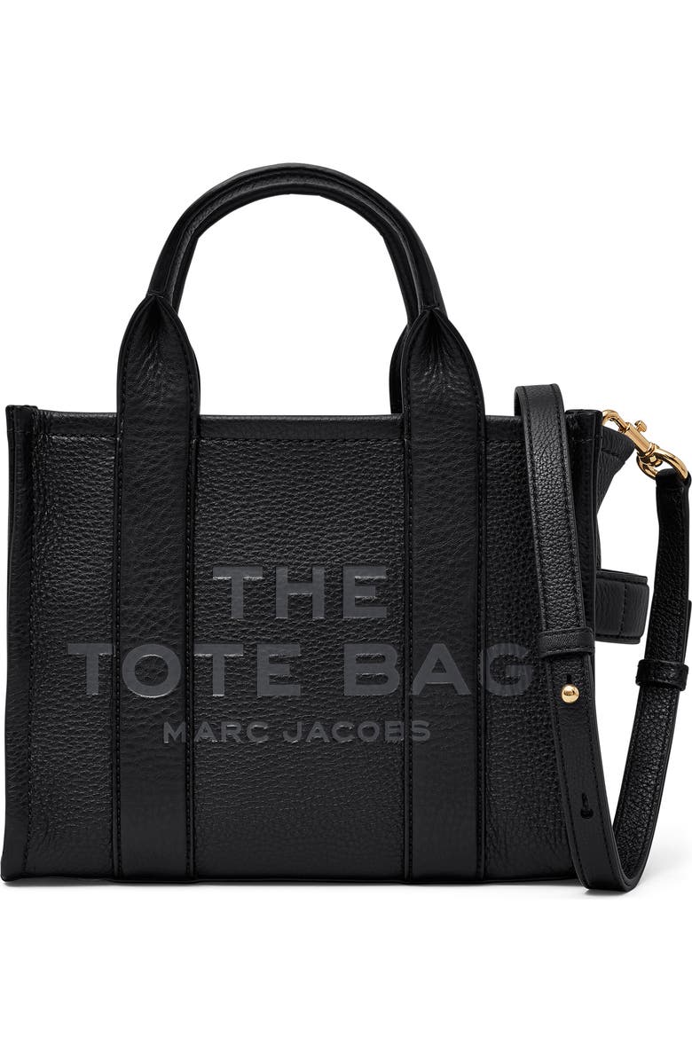 Marc Jacobs The Leather Small Tote Bag, Main, color, Black