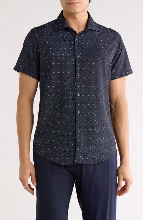 Micro Dot Tech Short Sleeve Button-Up Shirt