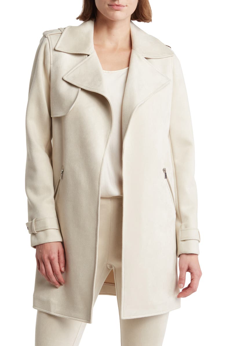 Calvin Klein Open Front Faux Suede Jacket, Main, color,