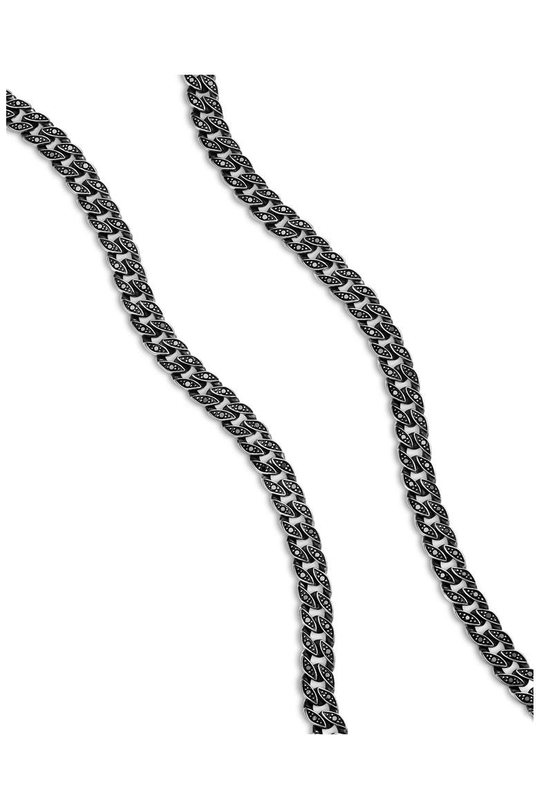 Men's Curb Chain Necklace in Sterling Silver with Black Diamonds, 6mm, Alternate, color, STERLING SILVER/ BLACK DIAMOND