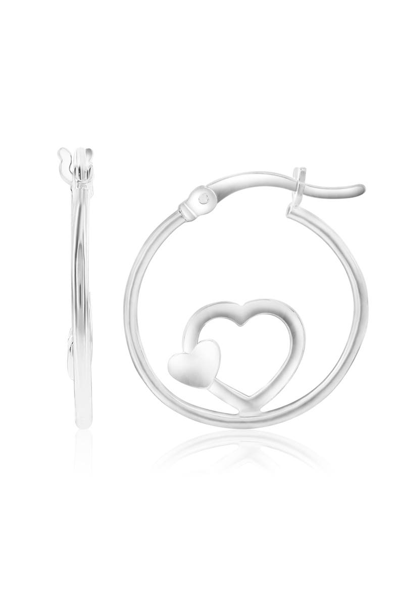 Sterling Silver Heart Hoops, Alternate, color, Silver