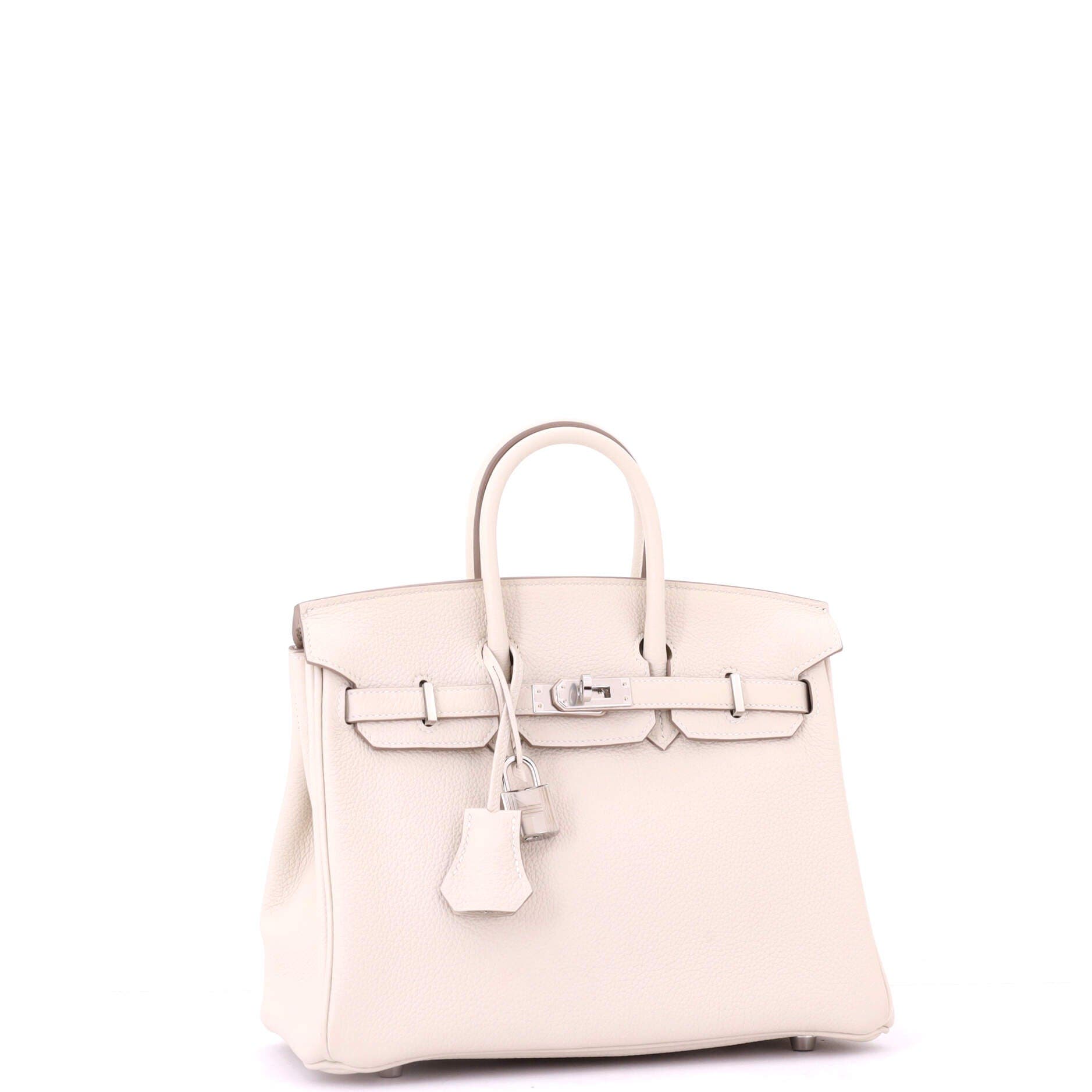 Pre-Owned Hermes Birkin Handbag Light Togo with Palladium Hardware 25, Alternate, color, Craie