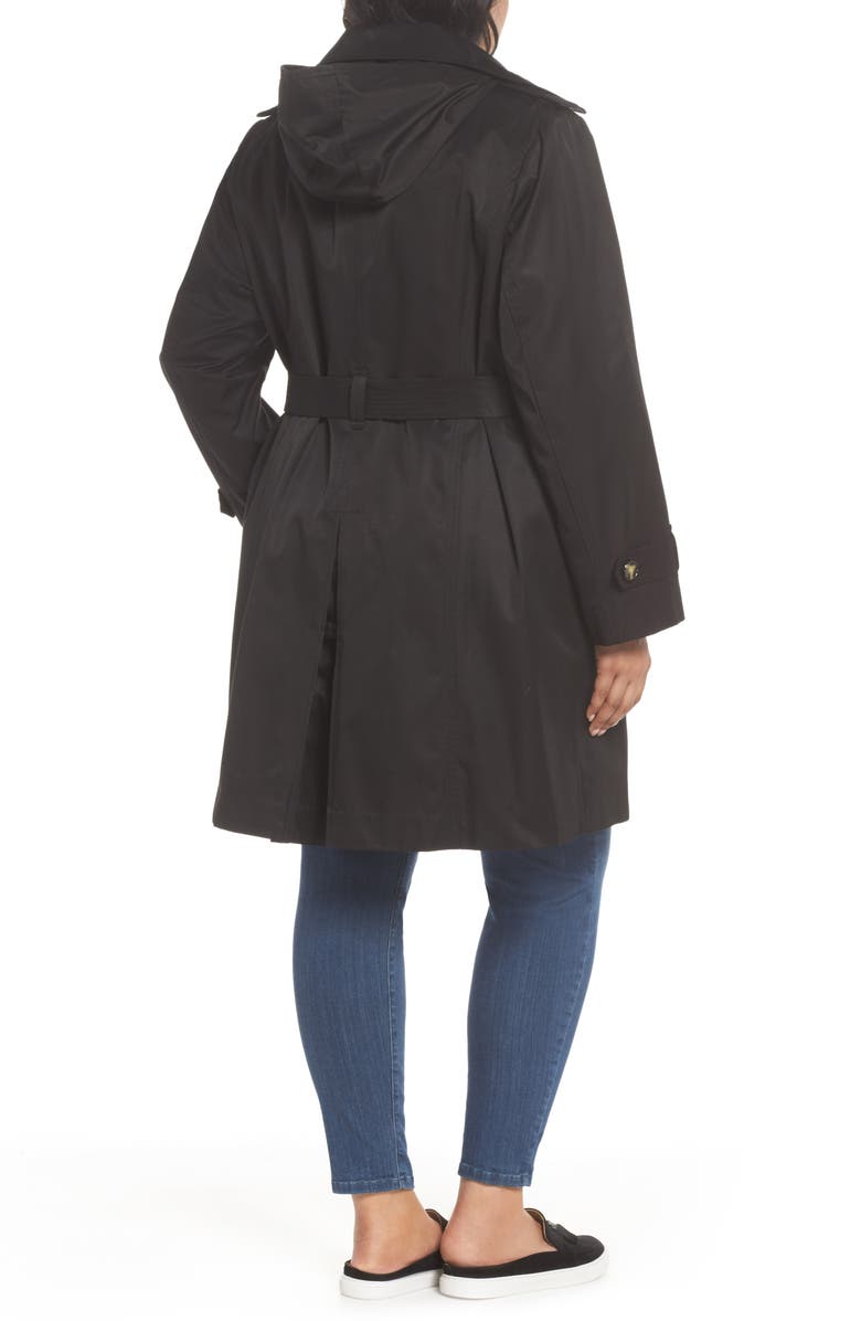 London Fog Hooded Double Breasted Trench Coat, Alternate, color,