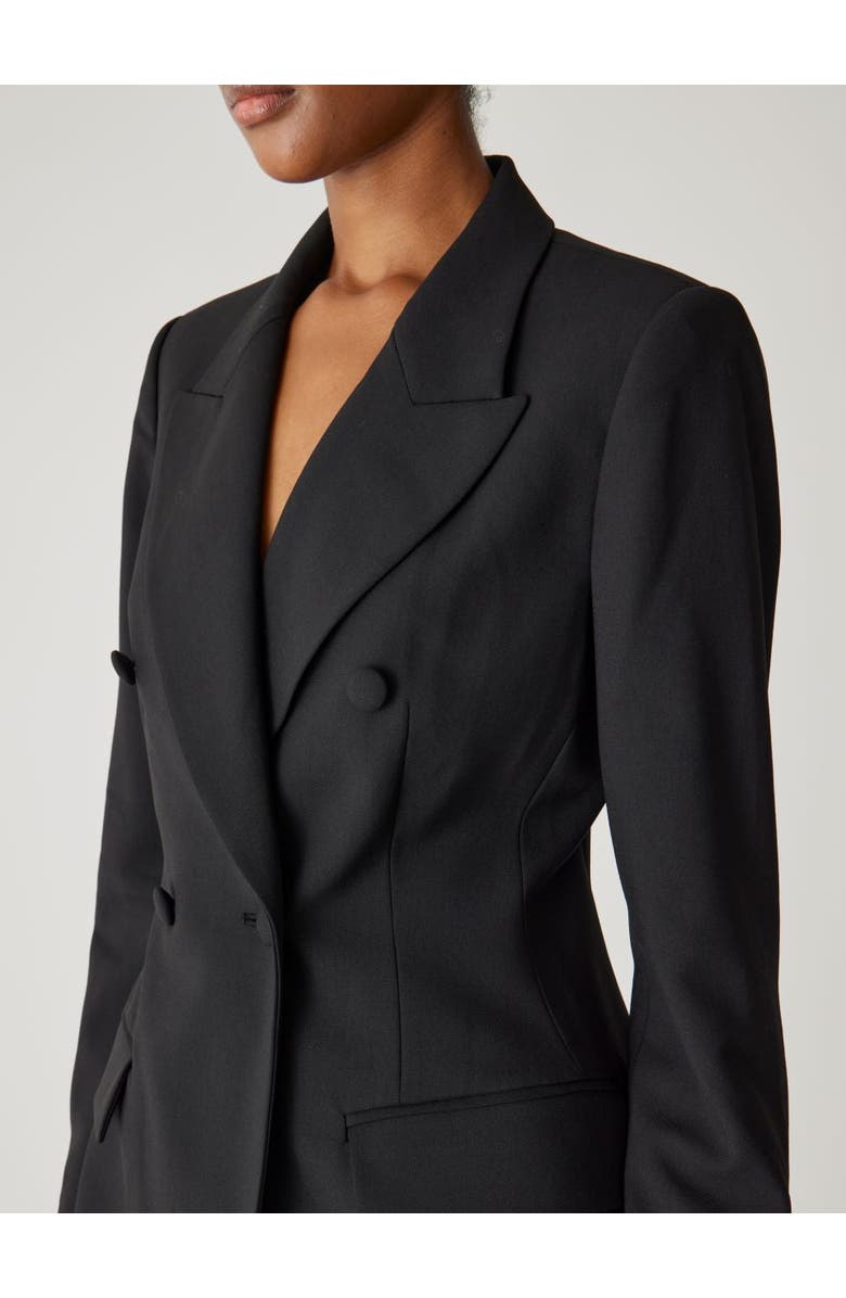 Rebecca Taylor Calvary Twill Double Breasted Blazer, Alternate, color, Black