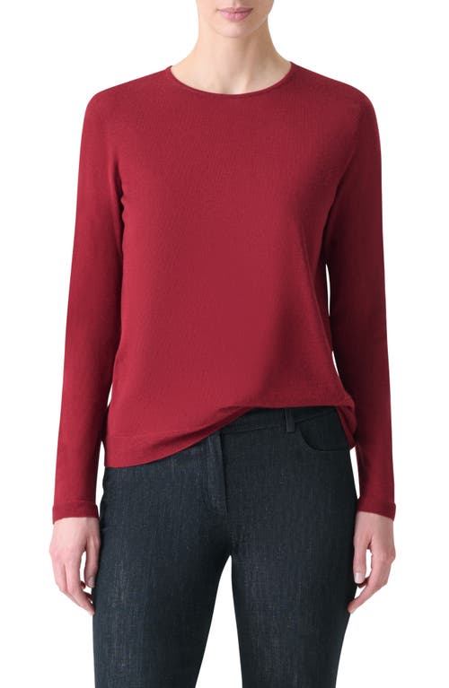 Akris Fine Guage Cashmere & Silk Crewneck Sweater In Red