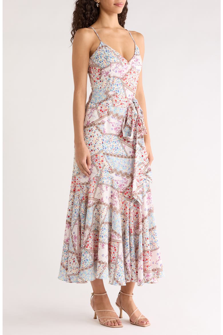 Minzi Floral Hagny Pleated Midi Dress, Alternate, color, LAVENDER-MULTI